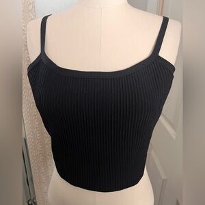 Forever 21 Black Ribbed Spaghetti Strap Crop Tank